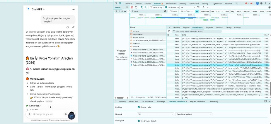 console streamevent chatgpt yanıtları